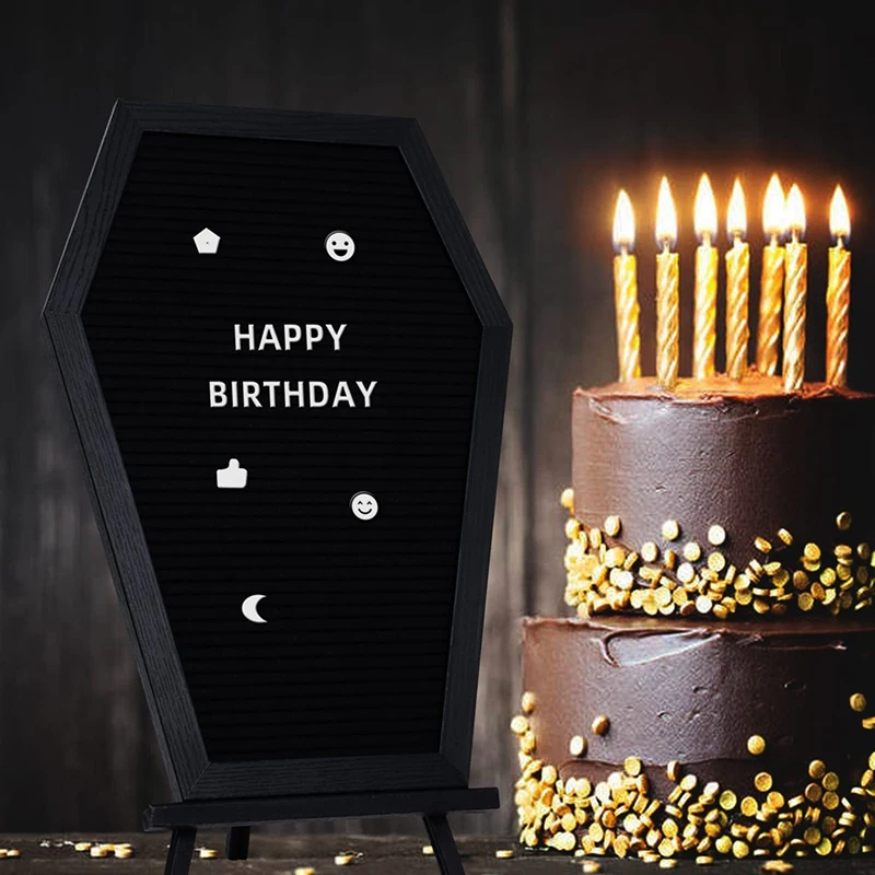 1Set Black Felt Letter Board Gothic Message Board With 340 White Changeable Characters