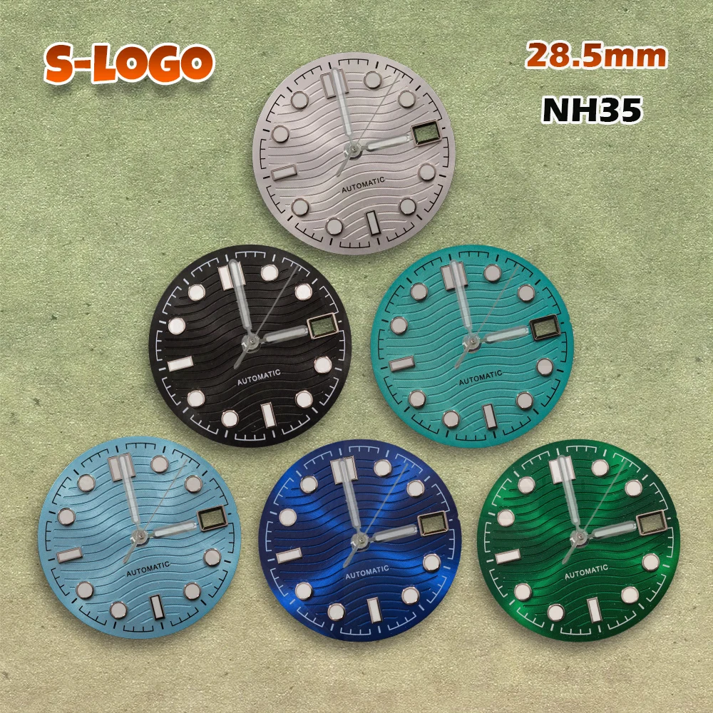 

NG NH35 Movement with 28.5mm S Logo Sea Wave Master 300 Dial & Green Luminous | Complete Watch Modification Accessories