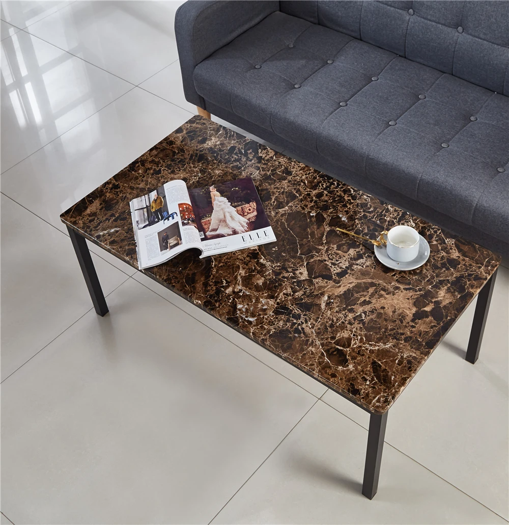 New Design living room furniture modern marble table top black stainless steel stand coffee table tea table.