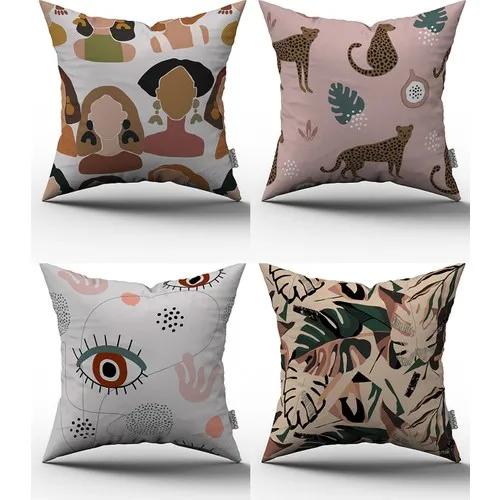 066 Digital Printed Pillow Decorative Africa Set of 4 Digital Printed Cushions. 43x43 cm. Home, office use and gift.