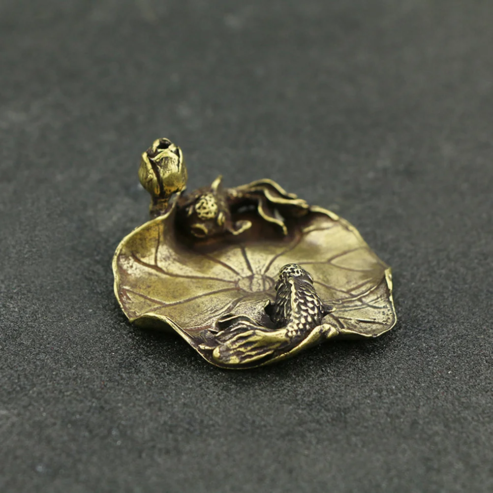 1 قطعة مكتب النحاس حلية حامل قلم لوتس ليف الأسماك تصميم ديكور المنزل سطح المكتب النحت خمر النحاس تخزين الرف #4