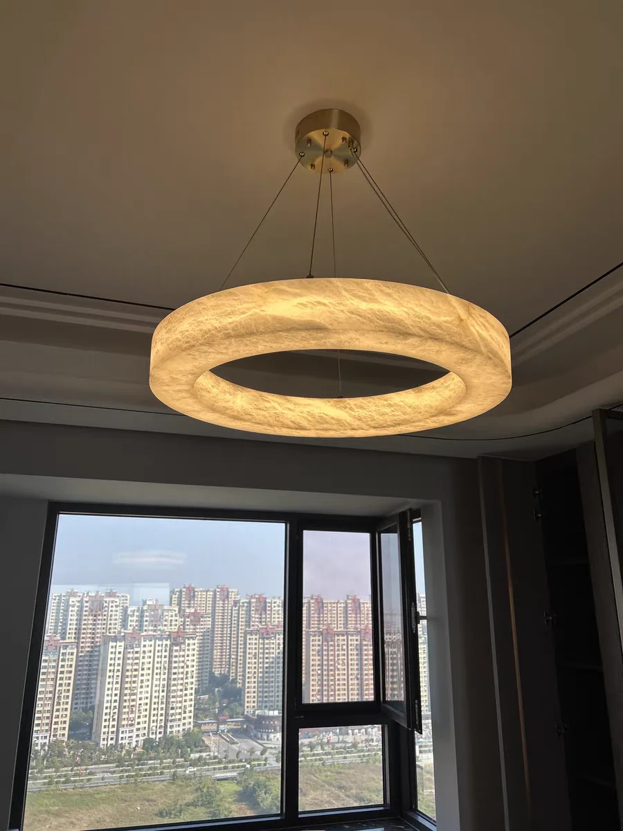 Lampe LED Suspendue Ronde en Marbre, Design Créatif Moderne, Luxueuse, GN568TB