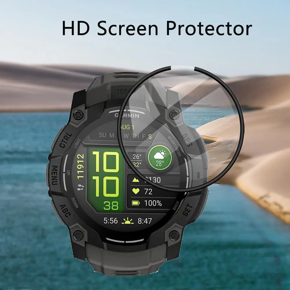 Garmin Instinct 3 50mm / 45mm 스마트 시계 전체 커버 보호 필름 용 3PCS 3D 곡선 가장자리 화면 보호기
