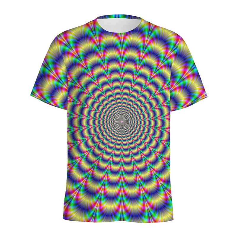 Summer Dizziness Vortex 3D Print T-Shirts Streetwear Men Fashion Oversized O-Neck Short Sleeved T Shirt Tees Tops Clothing