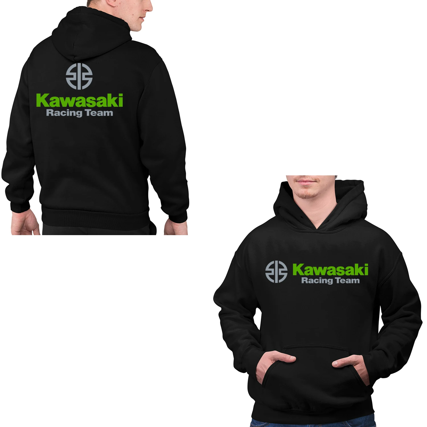 Sudadera con capucha para hombre y mujer, suéter deportivo con logotipo de motocicleta Kawasaki, color negro, a la moda, novedad de otoño e