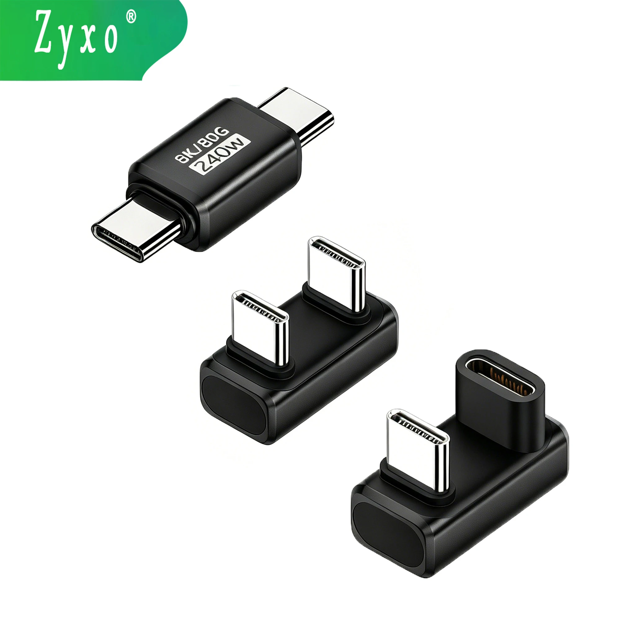 U Shape PD240W USB C Adapter 8K@60Hz 80Gbps 180 Degree USB C Female to Male Adapter Connector for Thunderbolt 4/3 Switch Laptop