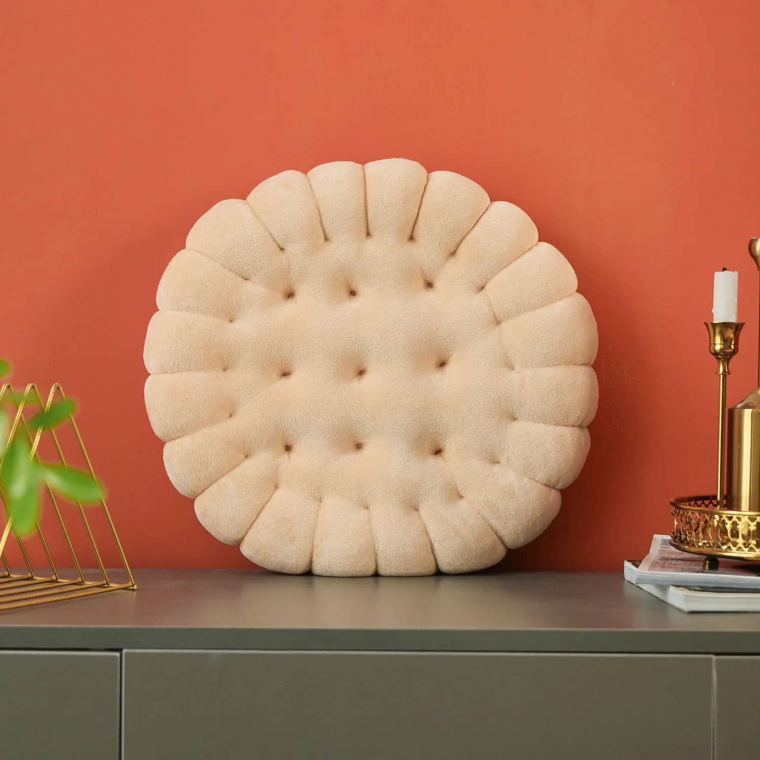 INS Cute Cookie Biscuit Cushion Soft Plush Throw Pillow Square Round Thicken Seat for Living Room Bedroom Office Household