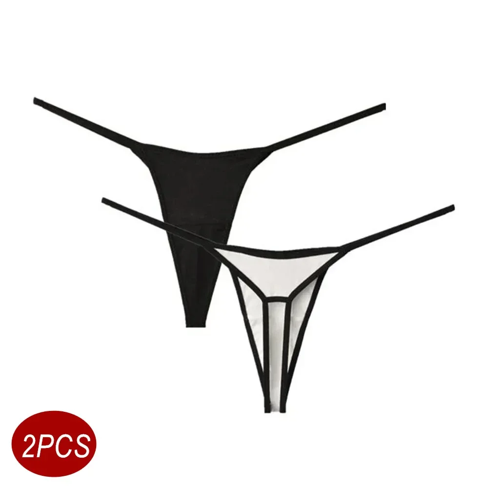 2Pcs Open Hip T Back Thong Women Sexy Cotton G-string Low Waist Sports Girls Invisible Mini Underwear Plus Size