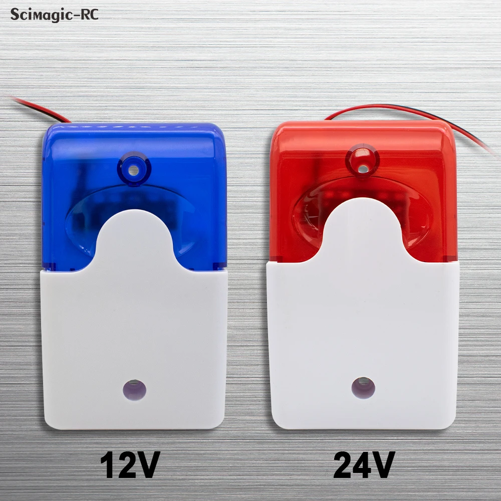 Mini Strobe Siren Indicator Light Sound Alarm Lamp Flashing Light Wired Red Blue 12V 24V 110DB Audible Alarm