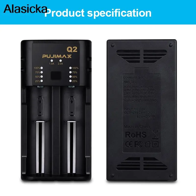 2 Slots Li-ion/Lithium Battery Charger with LED Smart Indicator USB Cable For 18650 14400 26650 1.2V AA/AAA NiMH Chargers