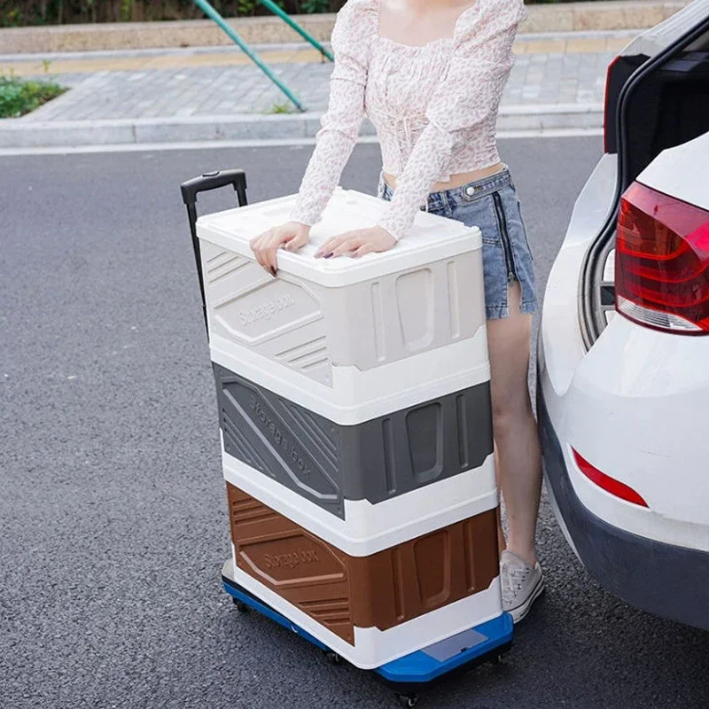 Hand-pulled Cart Foldable Portable Cart Small Trailer Household Pull Rod Handling Pickup Flat-panel Vegetable Shopping Cart