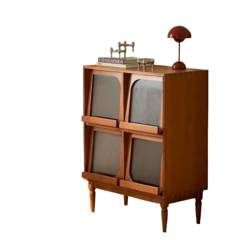 

Japanese-style Nordic solid wood magazine living room sofa storage locker retro storage display side cabinet