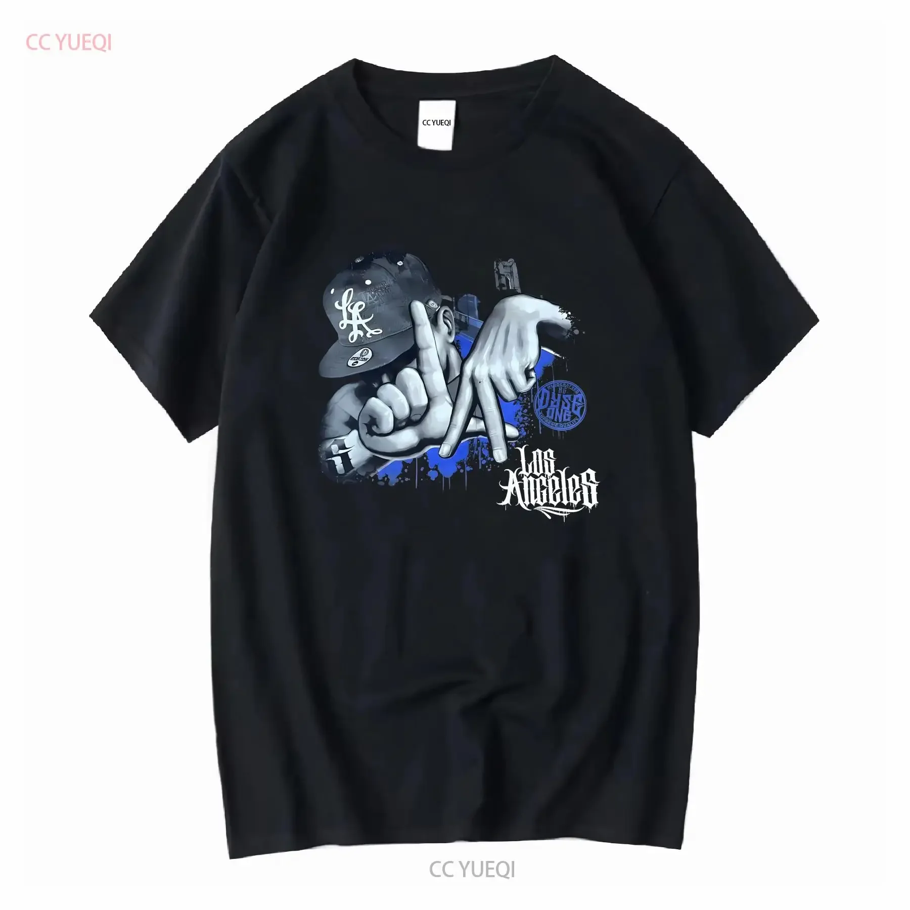 Dyse One T Shirt Mens L Preto Los Angeles LA Hip Hop Costa Oeste VTG mangas compridas ou curtas vintage Lavado moda Versátil
