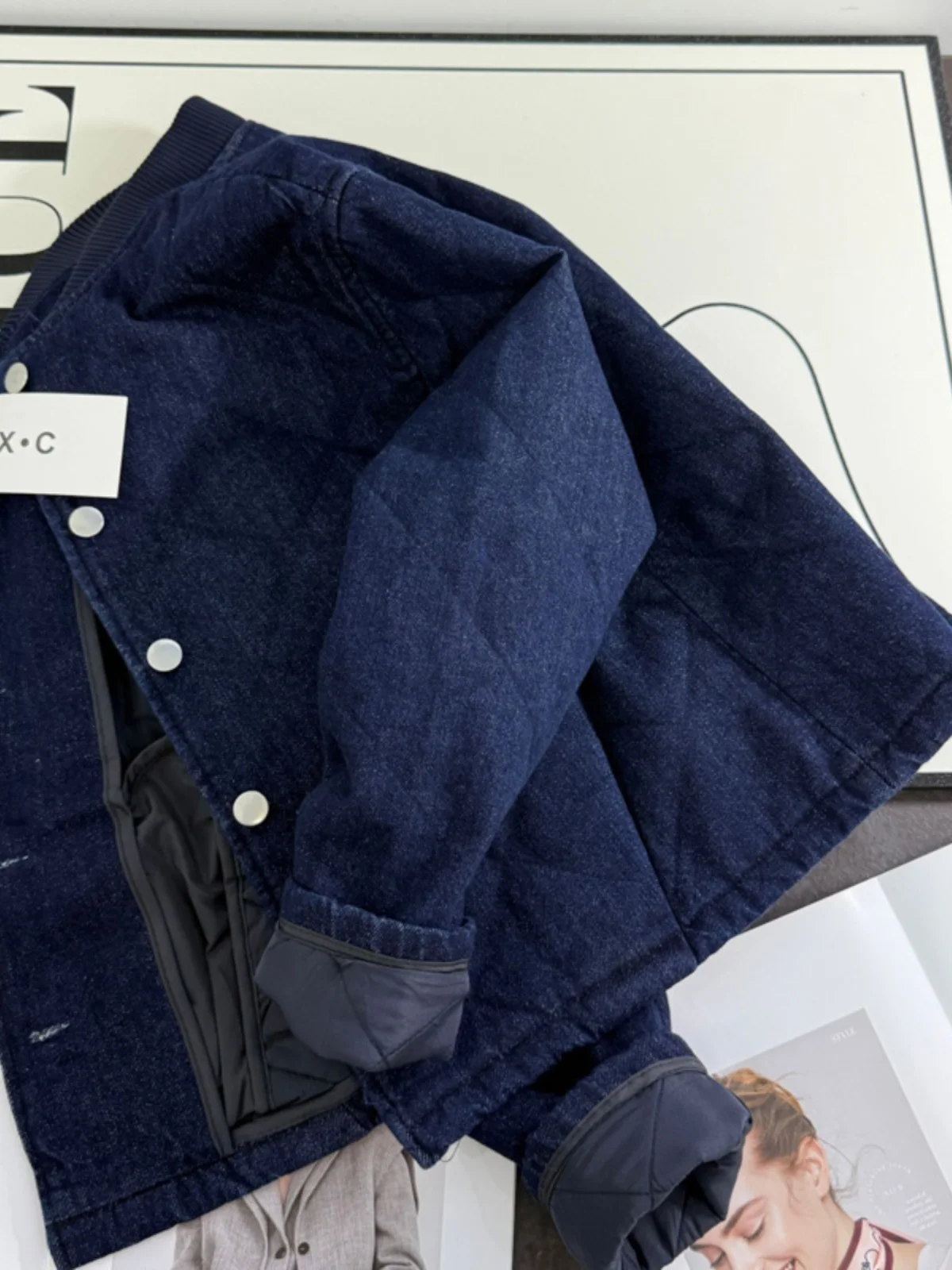 

Свободный крой, хлопковое джинсовое пальто с ромбовидной строчкой, хлопковое пальто с завязками, зимняя женская модная верхняя одежда