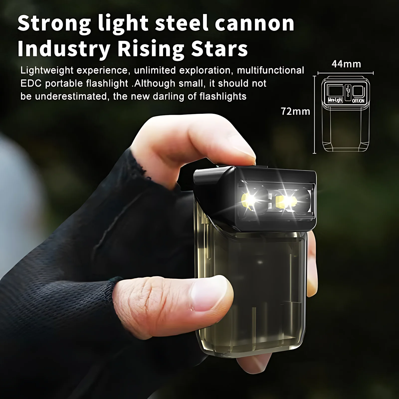 Rotatable EDC LED Flashlight 180° with Magnet 6 Lighting Modes 1200mAh Rechargeable Mini Waterproof Torch 81g for Camping Hiking