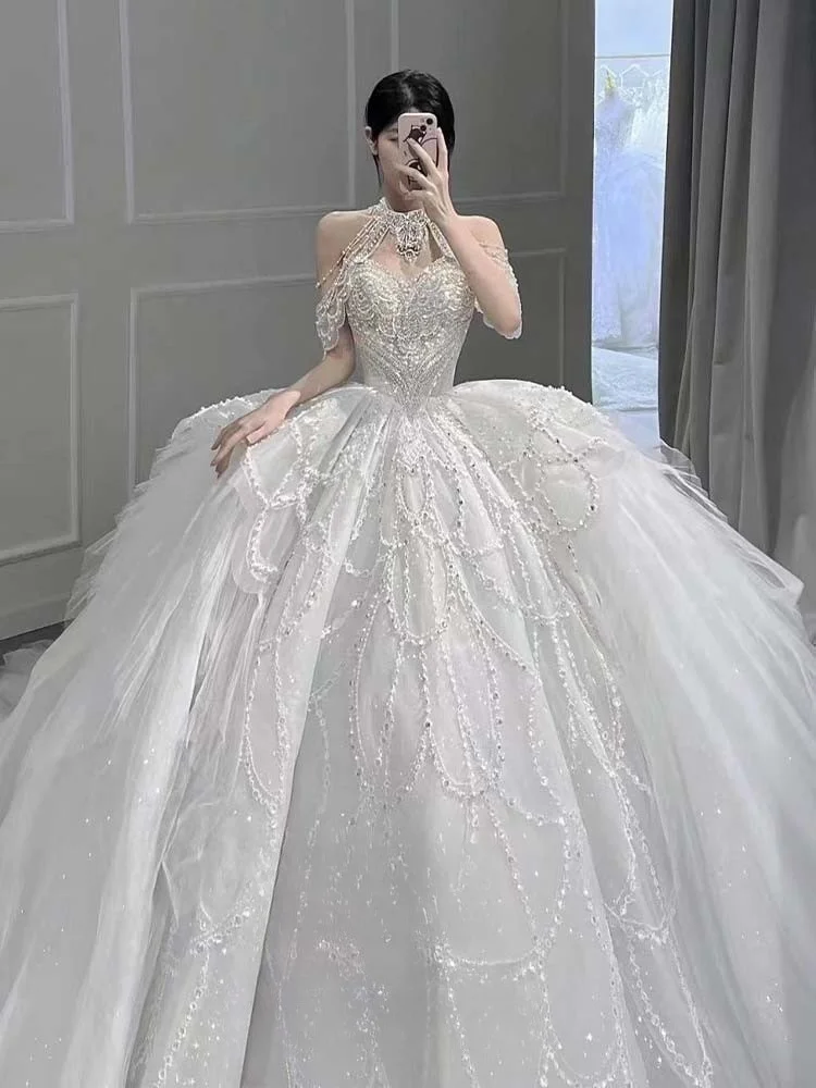 

A new super heavy vintage strapless one-shoulder dress with main yarn