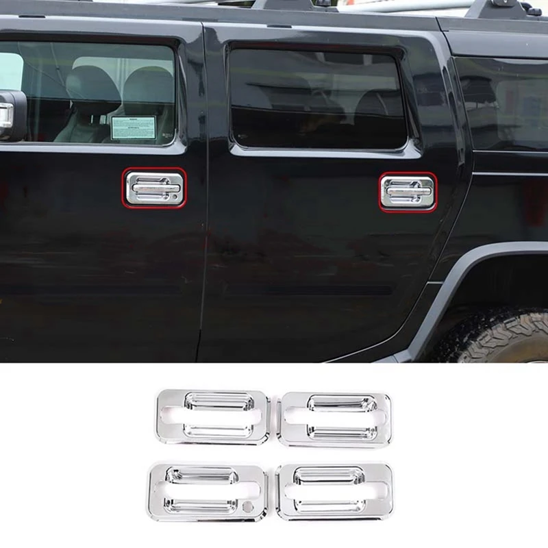 

Outer Door Handle Bowl Cover Trim Sticker Silver Accessories For Hummer H2 2003-2009 Car Accessories ABS Silver 4 Pack