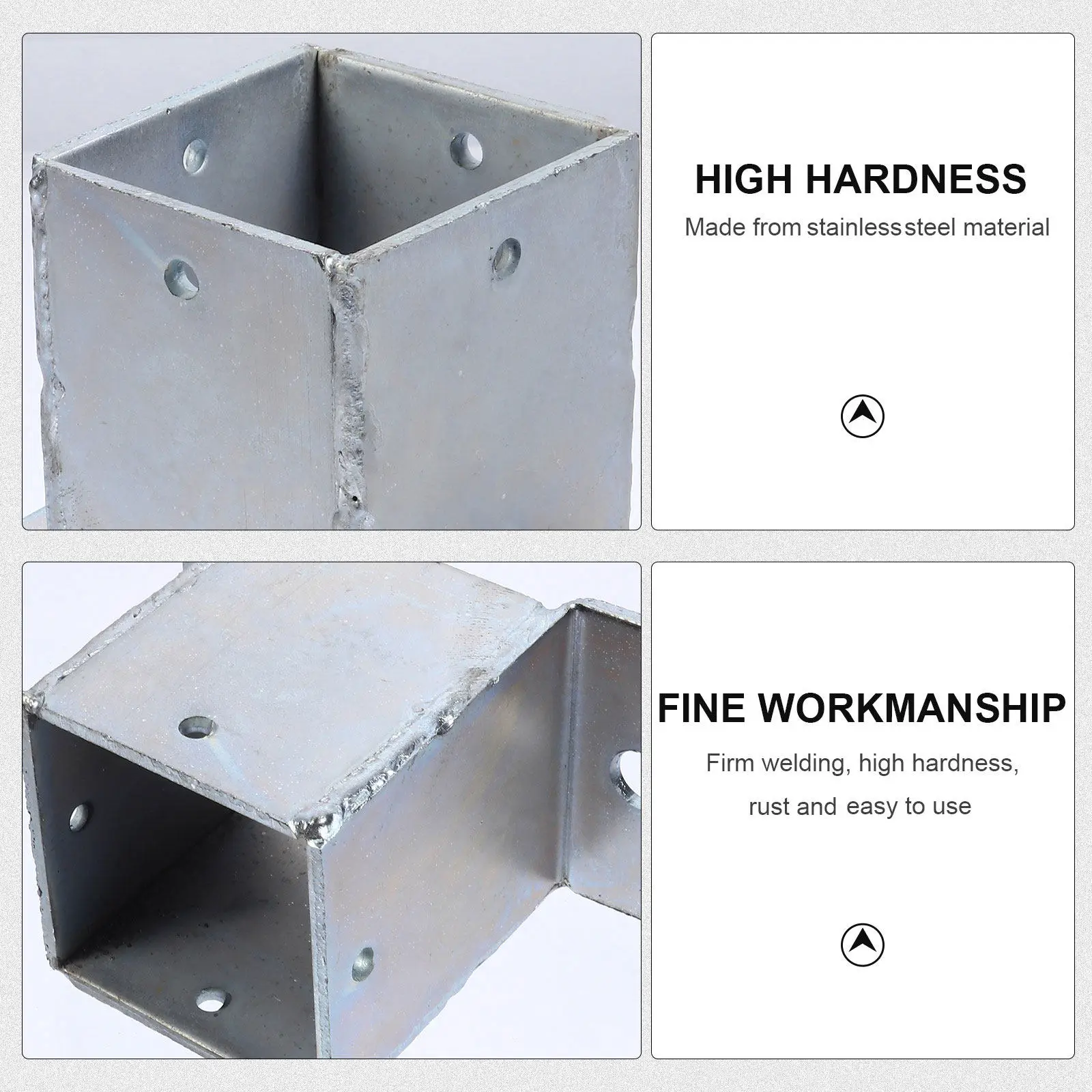 

Heavy Duty Stainless Steel Post Base Sleeve for Square Posts Silver Powder-Coated Deck Fence Support Bracket with Screws