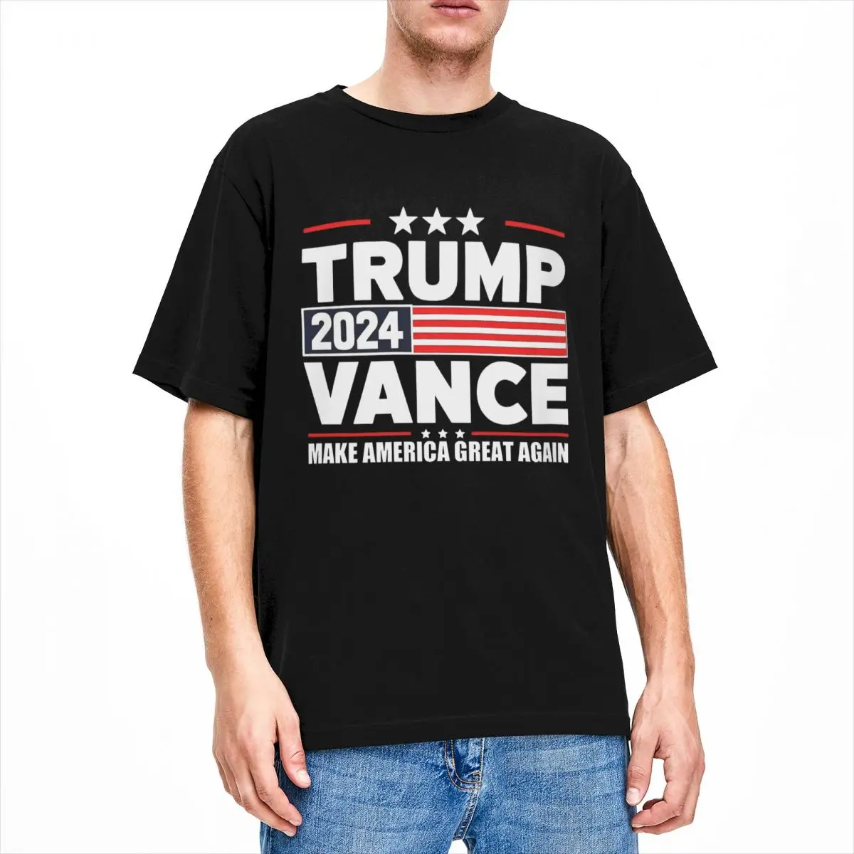 Men Women Trump Vance 2024 President T Shirt Cotton Printed Tee Shirts MAGA Top Clothing