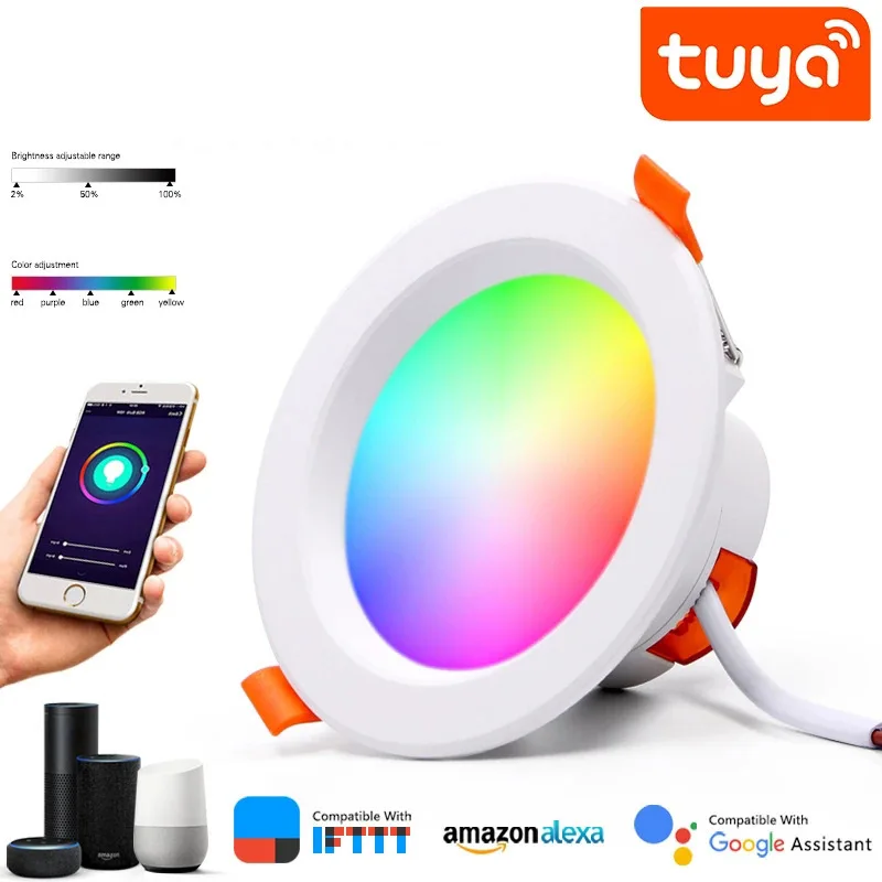 RGB Smart LED Downlight 10W Recessed Ceiling Light Dimmable Color Changing Bluetooth APP Control Voice Remote Timing Scene Pro+2