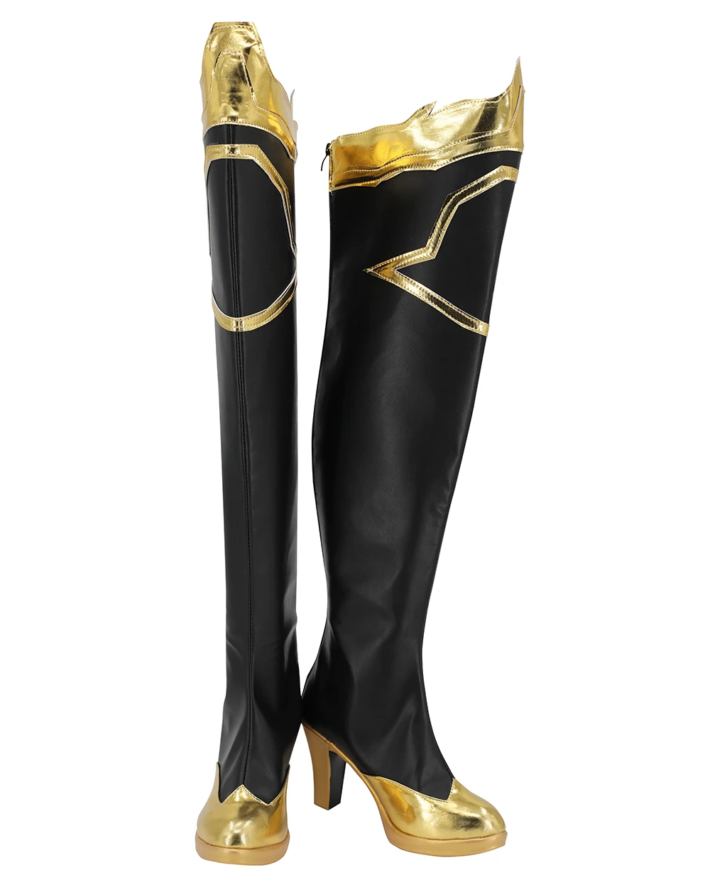 CosplayLove LOL Gioco The Righteous Kayle Nero Coslay Scarpe Stivali lunghi in pelle realizzati su misura