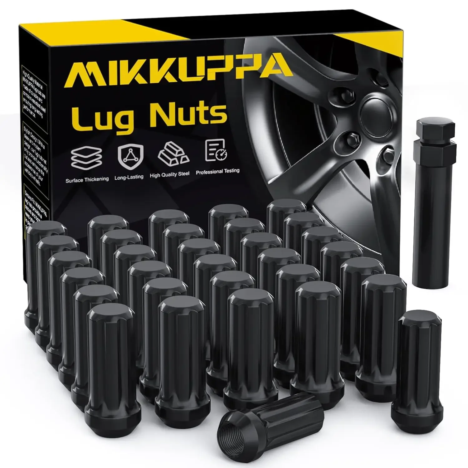 MIKKUPPA 32PCS 9/16-18 Lug Nuts Wide - Replacement for 2002-2010 Dodge Ram 1500,Dodge Ram 2500, 2015-2017 Ford F-150 Aftermarke