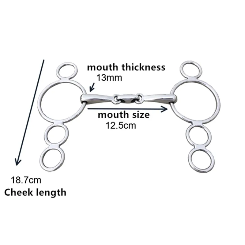 Stainless Steel Continental Gag Bit Loose Ring Horse Equipment 5 Inch Mouthpiece