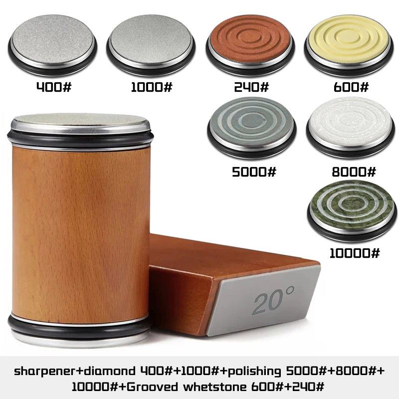 Rollende messenslijper Magnetische meshouder Diamantslijpsteenset met 15 en 20 graden hoekrol Keukenaccessoire
