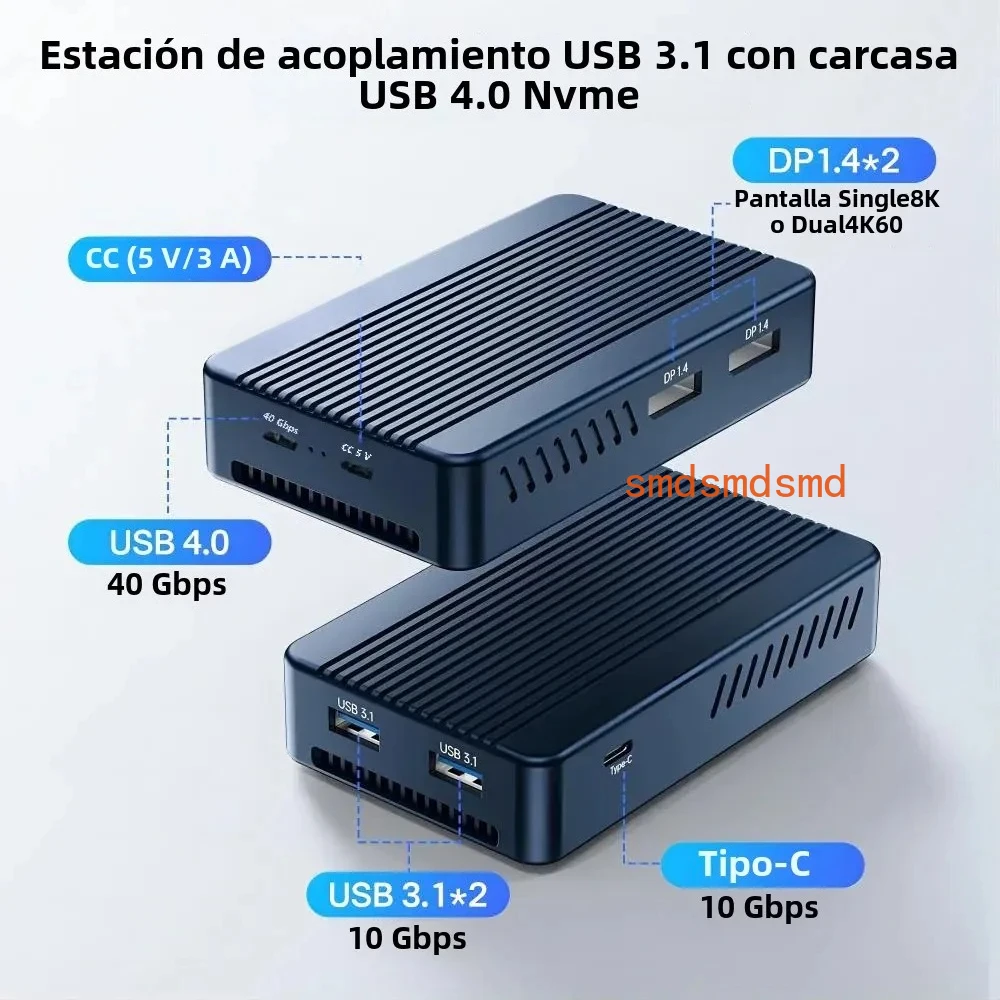 40Gbps Thunderbolt SSD محطة إرساء USB-C Hub 8K 60HZ حافظة عالية الوضوح SSD DP1.4 لماك بوك برو #2