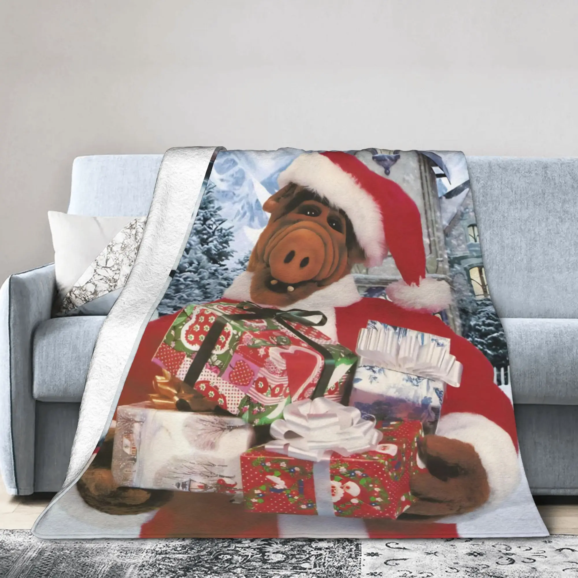 Alf  Alien Life Form Comedy  Flannel Blanket Christmas Funny Throw Blanket for Bed Sofa Couch 125*100cm Bedspread