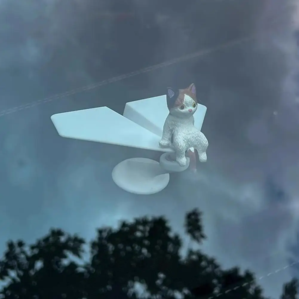 تمثال قطة مضحك إبداعي 360 °   الملحقات الداخلية للطائرات الدوارة الحلي مركز وحدة التحكم في السيارة O7J4