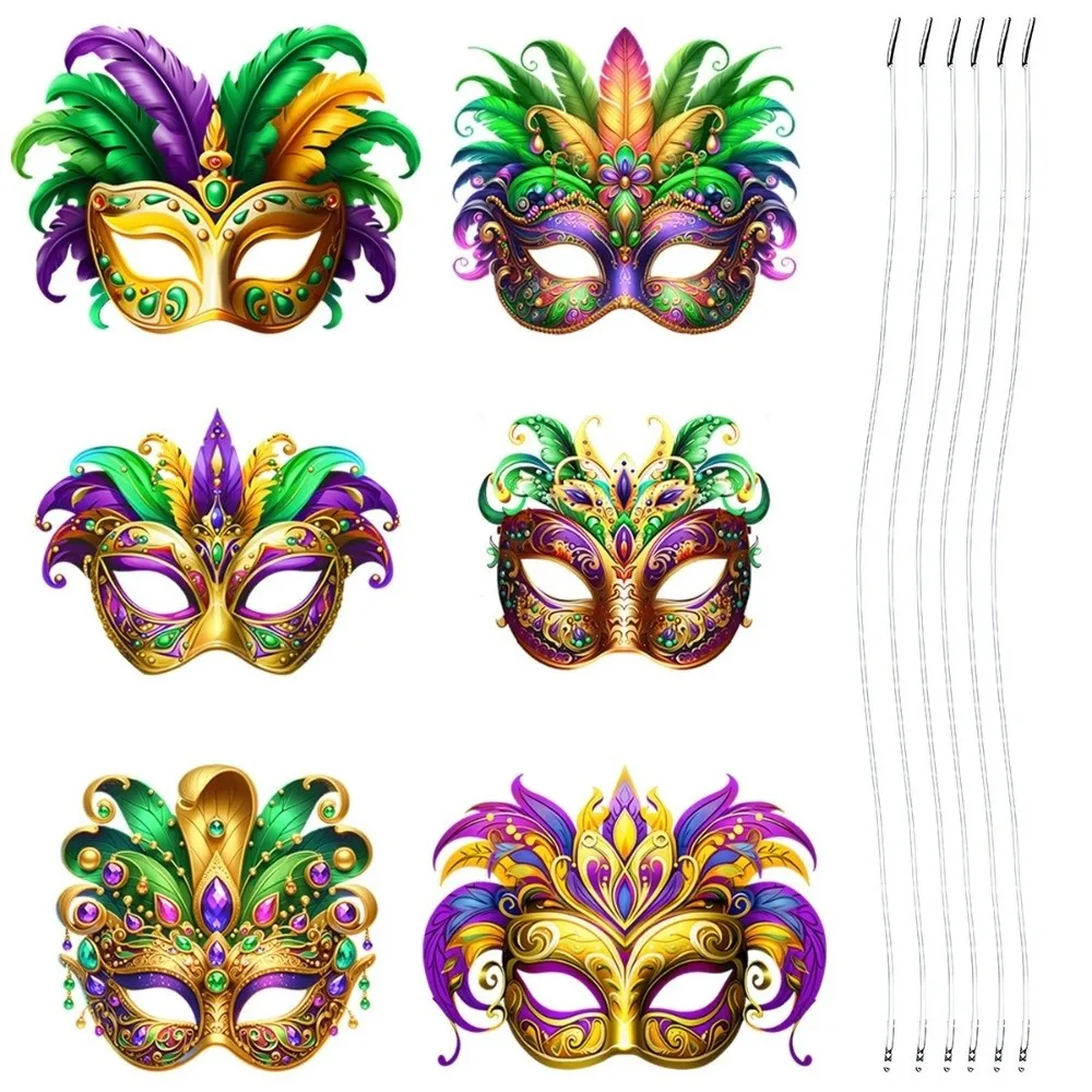 6Pcs Venetian Party Carnival Masquerade Mask DIY Paper Half Face Mask Brazilian Carnival Mardi Gras Mask Party Makeup Ball