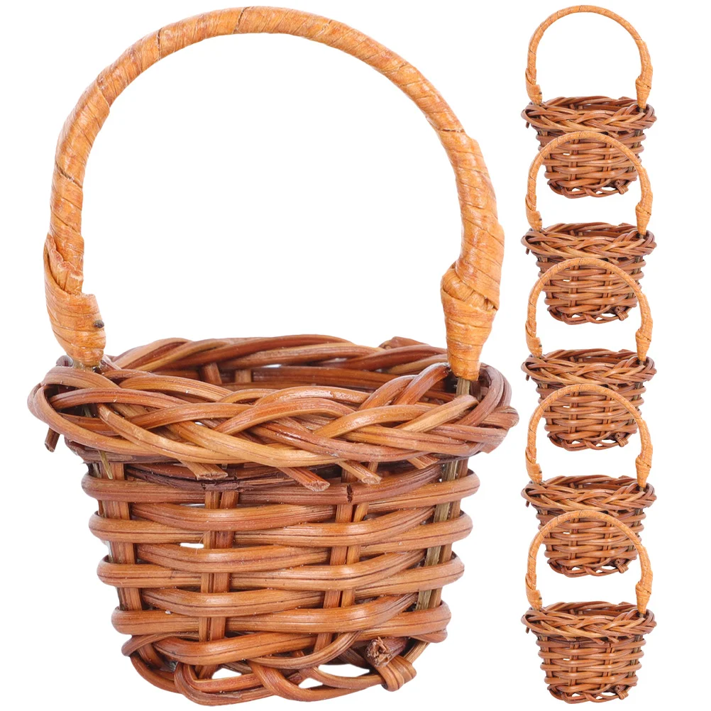 

Plant Mini Shopping Basket Home Decor Prop Props Seagrass Coffee Rattan Woven Baskets