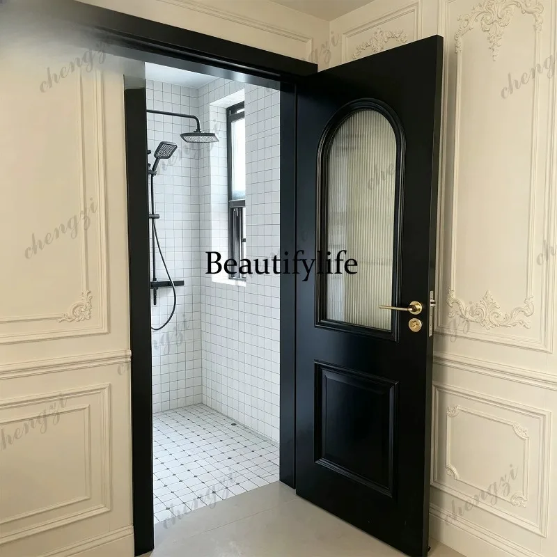 H134 black painted interior door solid wood composite room door buckle line set door