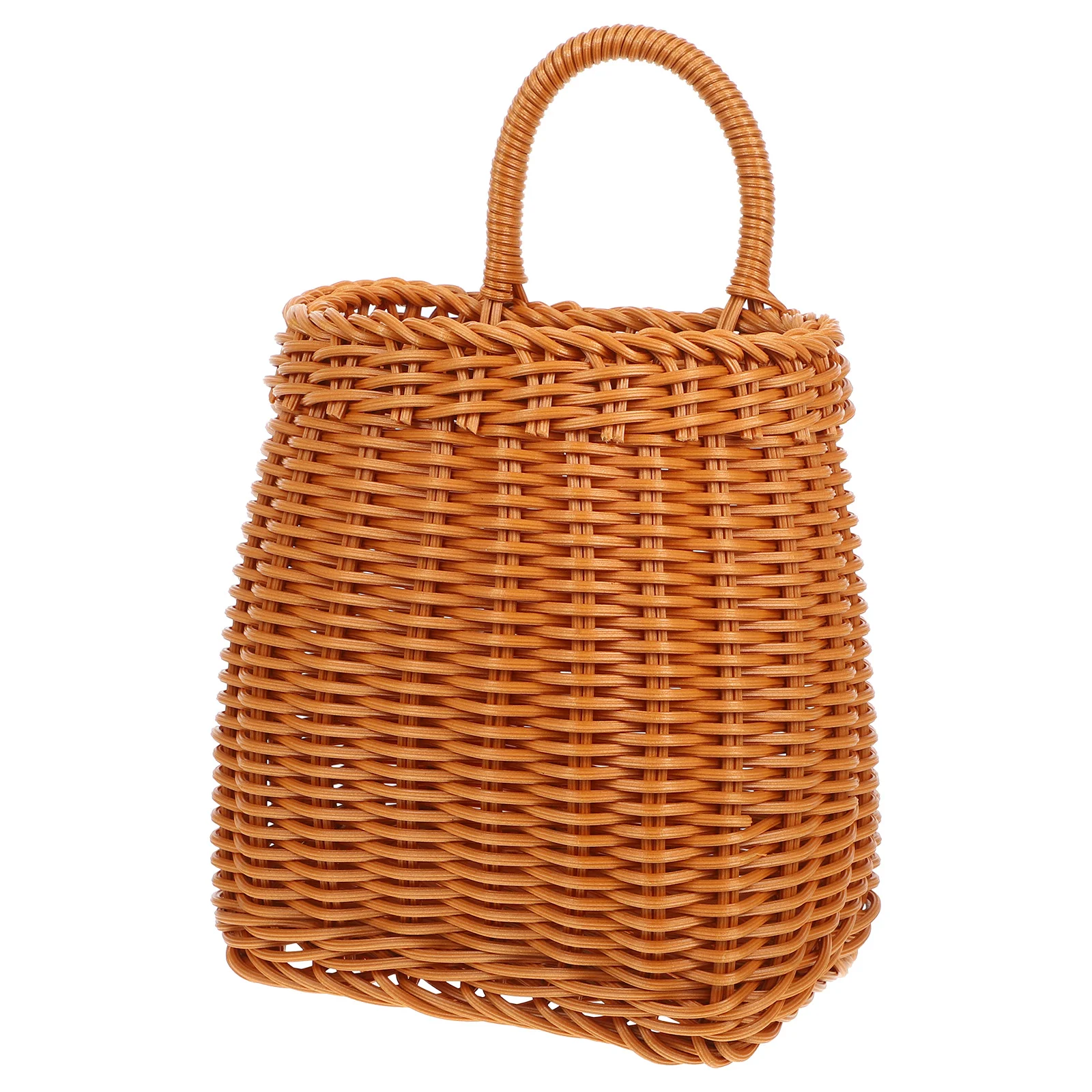 

Hanging Storage Basket Imitation Rattan Woven Basket Plastic Pantry Wicker Basket Wall Hanging Flower Basket Ginger Garlic