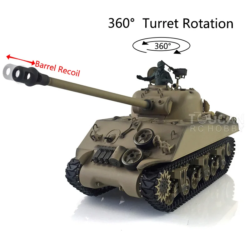 7.0 New HENG LONG 1/16 Plastic M4A3 Sherman RC Tank Toucan 3898 360° Turret Barrel Recoil Remote Control Panzer TH19777-SMT8