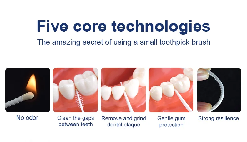 300 قطعة فرشاة مسواك محاصر مسواك بلاستيكية للاستعمال مرة واحدة فرشاة بين الأسنان المنزلية قطف الأسنان خيط تنظيف الأسنان