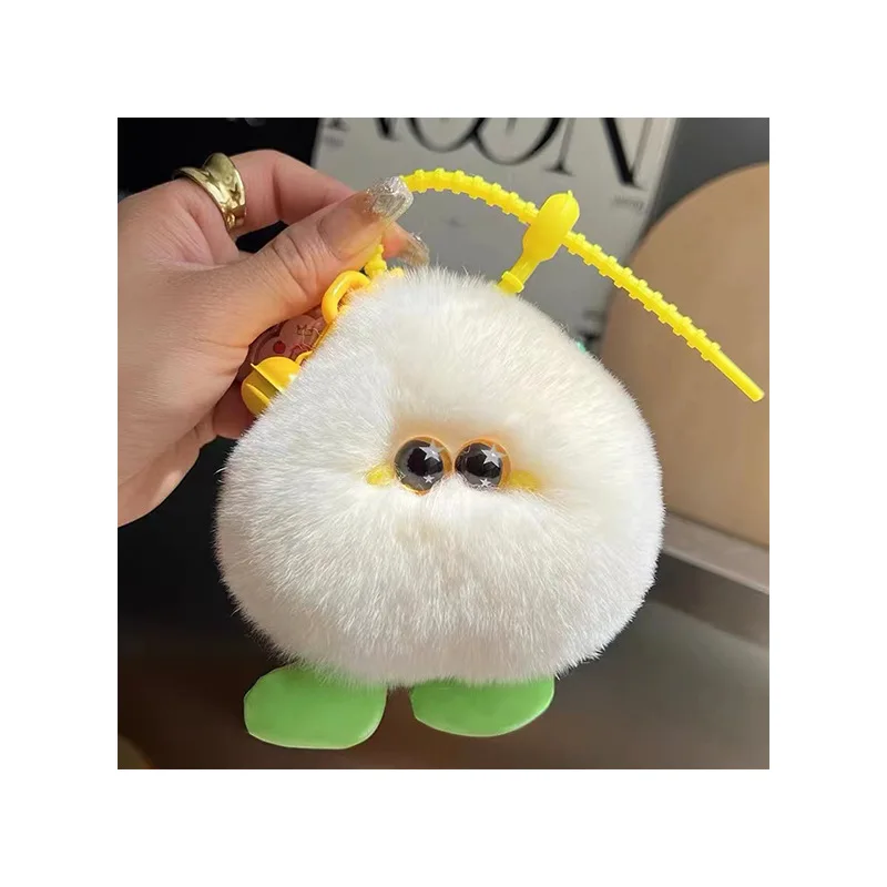 Stuffed Fruits Plush Cute Little Peach Rex Rabbit Hair Style Car Keychain Plush Toy Backpack Pendant Brithday Gift for Friend