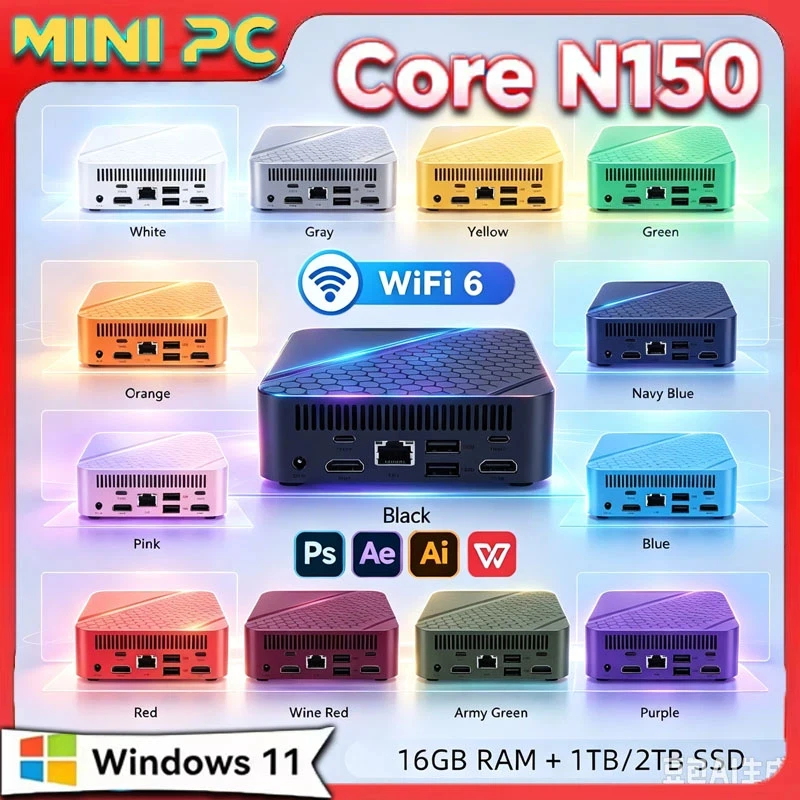 2026-intel-n150-portable-mini-pc-4c4t-36ghz-16gb-ddr4-m2-nvme-ssd-512gb-triple-4k-wifi6-bt52-silent-cooling-office-home-pro