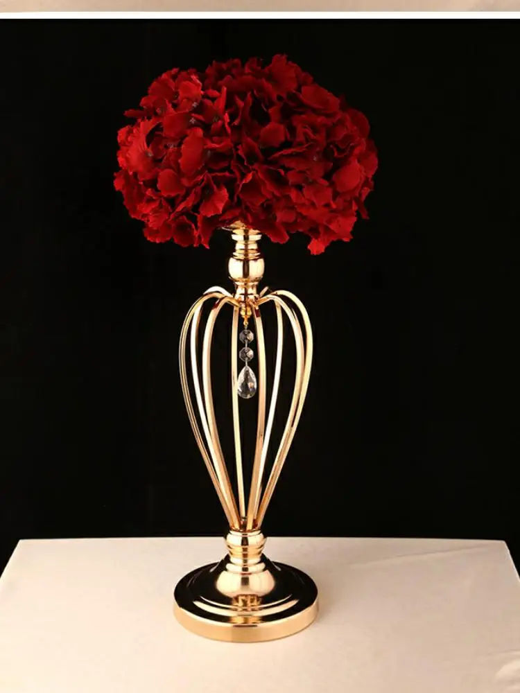 

20pcs Romantic Golden Flower Vase Wedding Candlestick Hotel Main Table Decorative Floral Rack Ornament - Wedding Flower Utensils