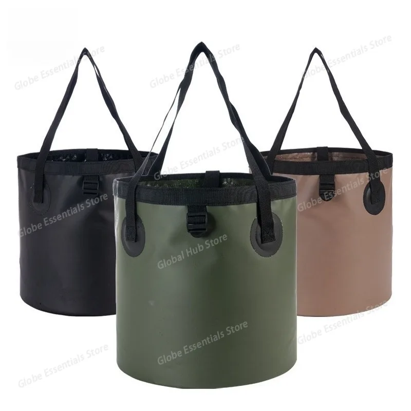 Round Outdoor Water Bucket Multi-functional Portable Camping Handheld Bucket 10/20L Travel Camping Folding Bucket