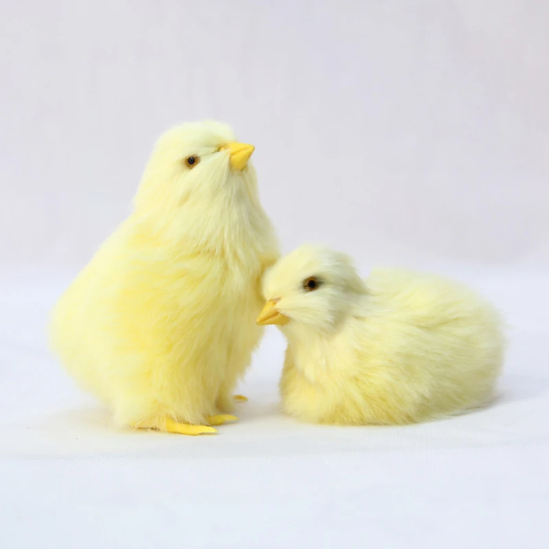 Easter Chick Miniature Soft Plush Yellow Chicken Figurines Cute Simulation Animal For Home Table Decoration Easter Gifts