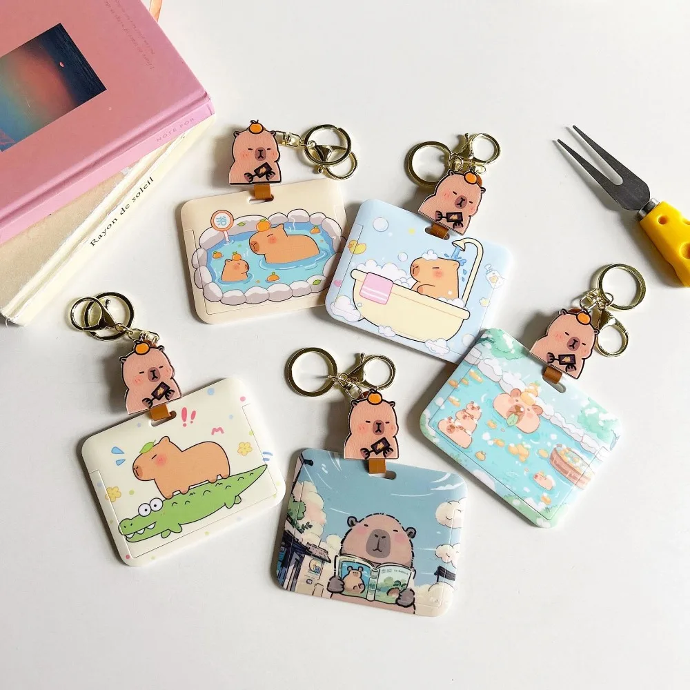 

PVC Capybara Card Holder Gifts ABS Elastic Bus Card Sleeve Animal DIY Cartoon Card Case Kids