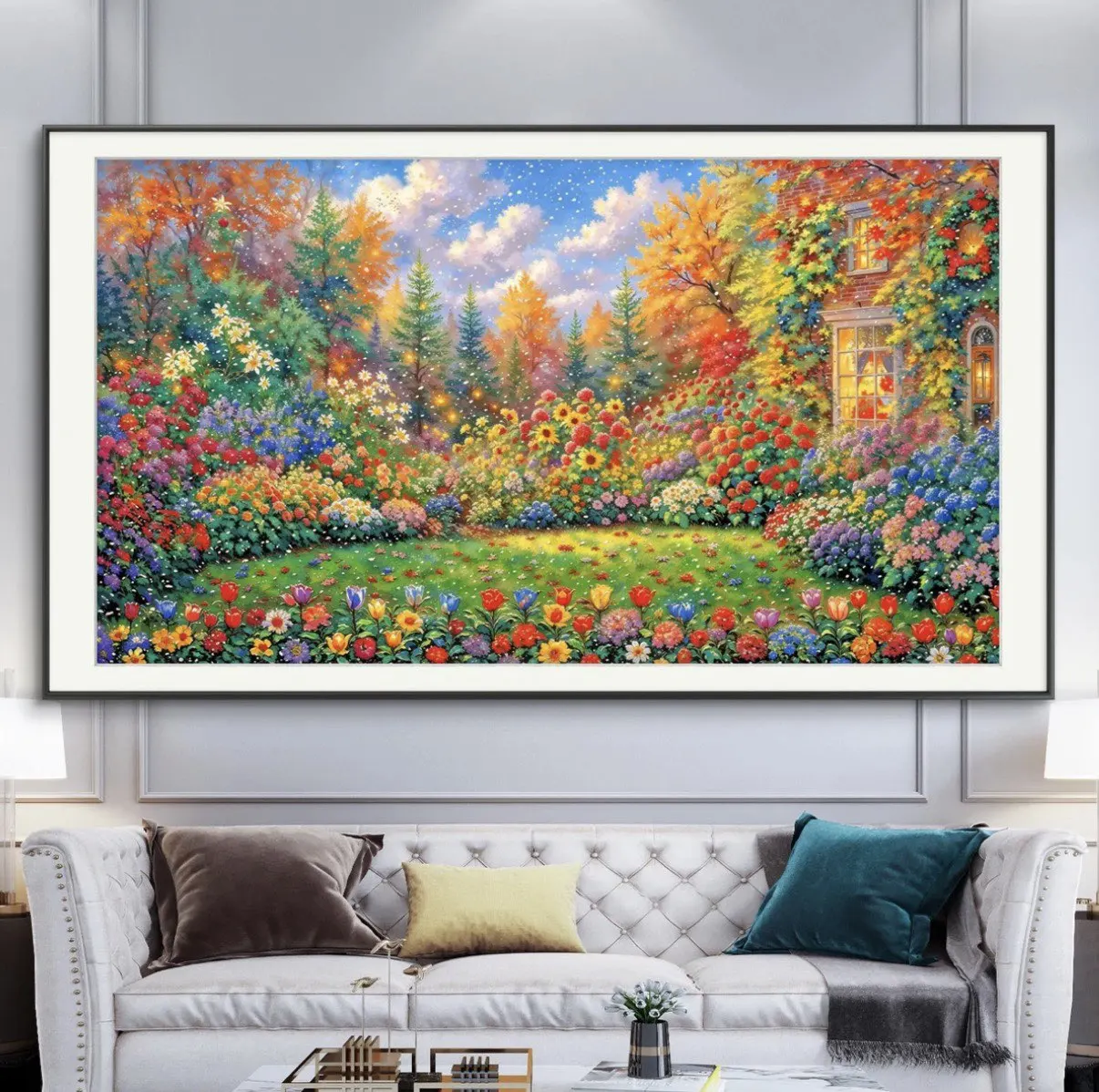 14CT 9ct 125x75cm Castle Embroidery DIY Chinese Style Printed Kits Cross Stitch Needlework Set Home Decor Crafts
