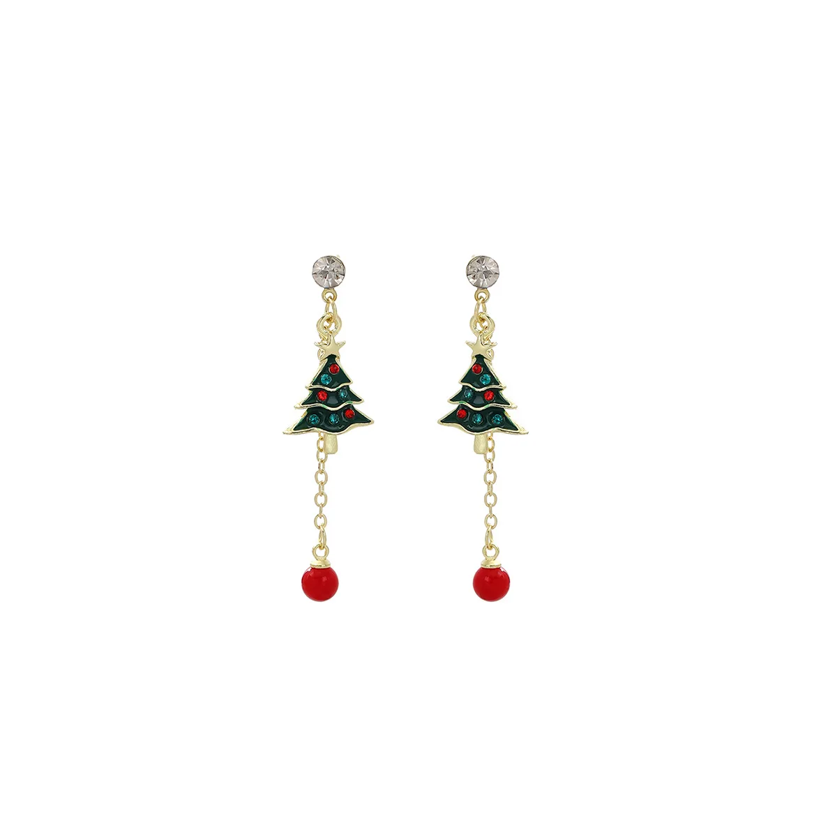 Pendientes con flecos en forma de árbol de Navidad para mujer, aretes con flecos en forma de árbol de Navidad, aguja de cobre blanco, antialérgico, promoción de nuevos productos