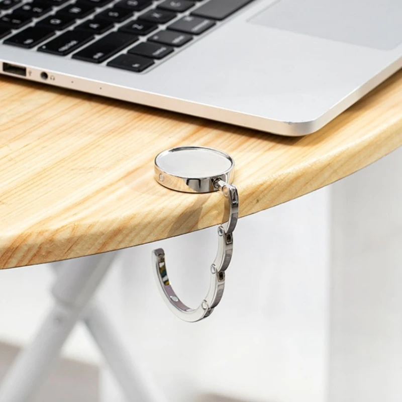 Foldable Bag Hanger Universal Hook for Table Edge Desk Travel Office Organizer Metal Clip Heavy Duty Bag Holder Accessory
