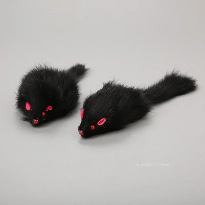 Cat Mice Toys False Mouse Long Tail Mice Soft Real Rabbit Fur Toy for Cats Kitten Plush Rat Playing Chew Toy Pet Supplies