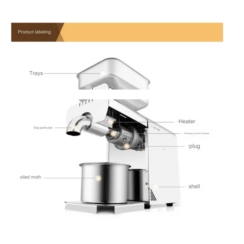 Color Screen Digital Control Stainless Steel Oil Press Automatic Small and Medium-sized Cold and Hot Oil Press