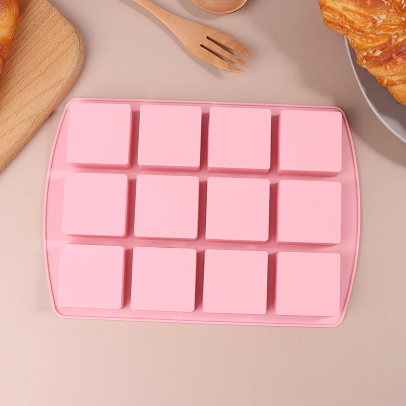 Y 12Cavity Square Silicone Molds For DIY Brownie Bites Fudges Cakes Candy Jelly Bakeware For Kids Baking Decorating Mold