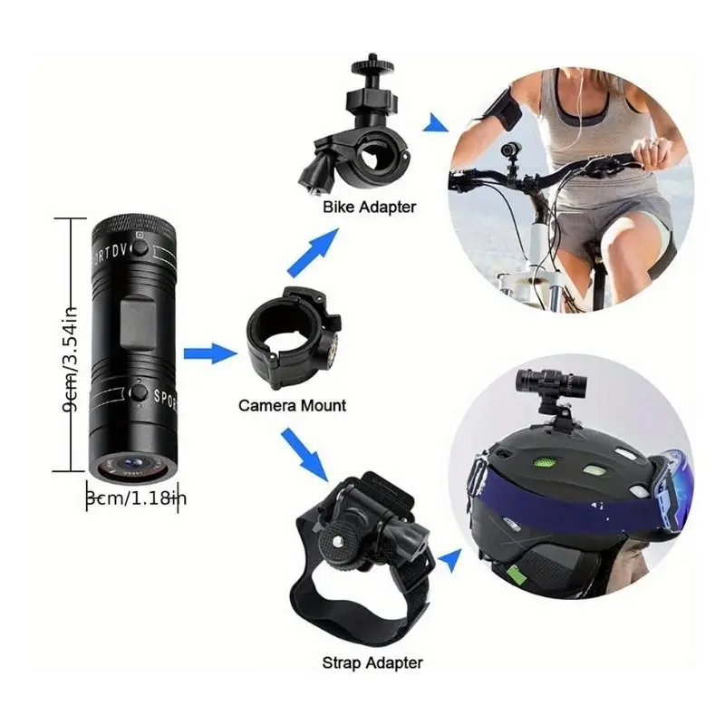 Mini Sport DV Action Camera rear view displaying screen and controls